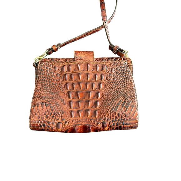 Brahmin Alena pecan brown embossed crossbody small bag purse - Picture 3 of 12